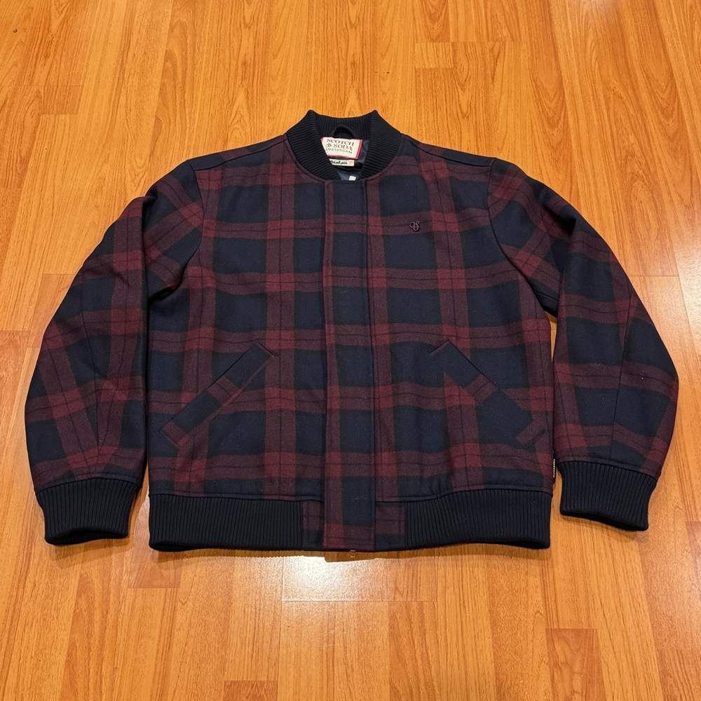 Scotch & Soda Wool Blend Check Bomber Jacket Pre-Owned Sz Men’s L